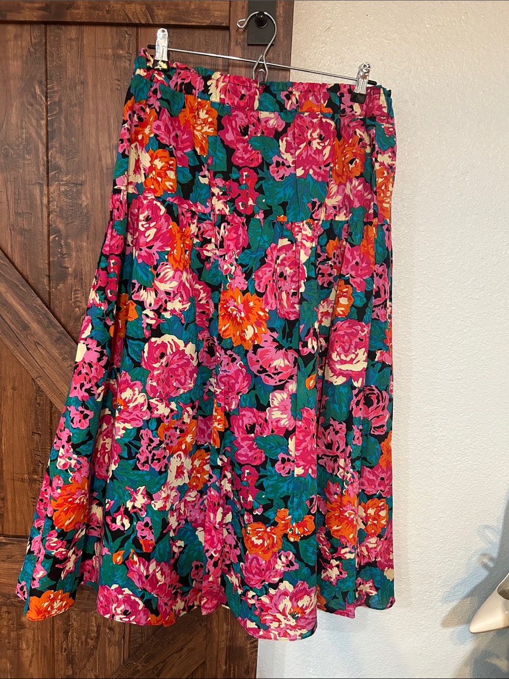 Chelsea & Violet Teal Floral Circle Skirt with Pink & Orange Blooms